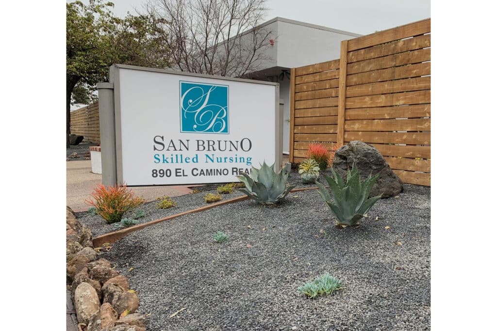 San Bruno monument sign and succulent flowers